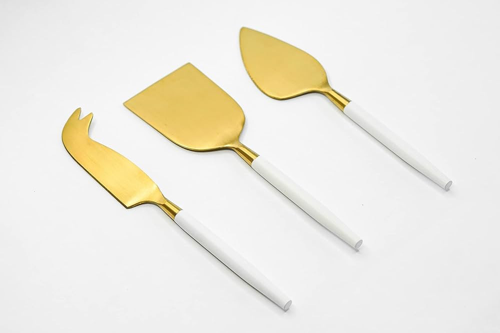 Gold Cheese Knives Set, 3 Piece, Stainless Steel (Gold/White) | Amazon (US)