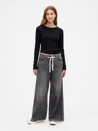 Mid Rise Pull-On SuperLight Baggy Jeans | Gap Factory