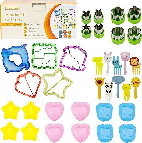 Sandwich Cutters for Kids, Mini Forks, Vegetable Cutter Set, Muffin cups (35 Piece Set) Fun and C... | Amazon (US)