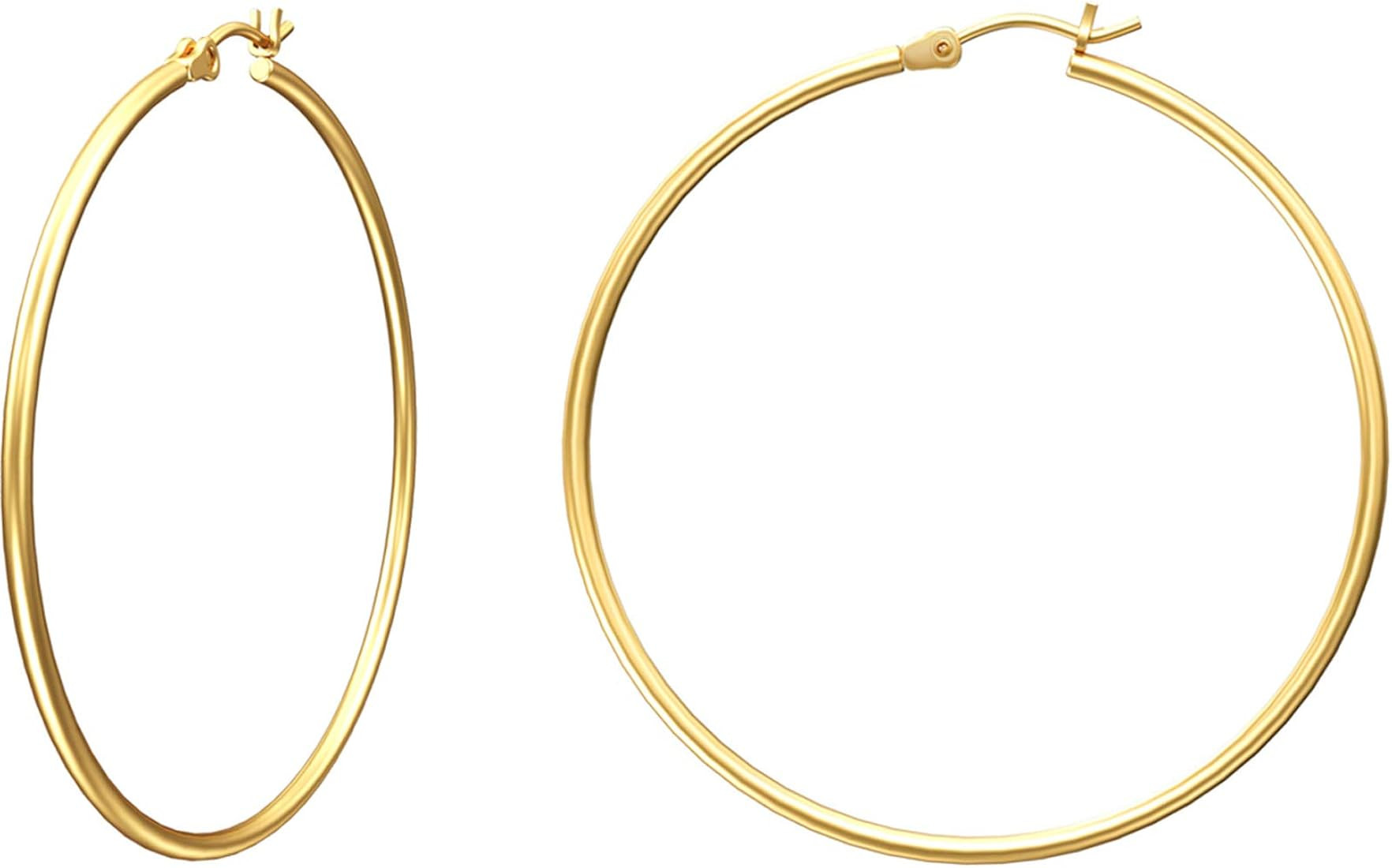 Gacimy Gold Hoop Earrings for Women 14K Real Gold Plated Hoops with 925 Sterling Silver Post | Amazon (US)