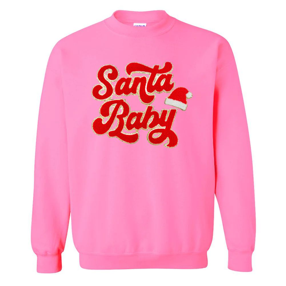 Santa Baby Letter Patch Crewneck Sweatshirt | United Monograms
