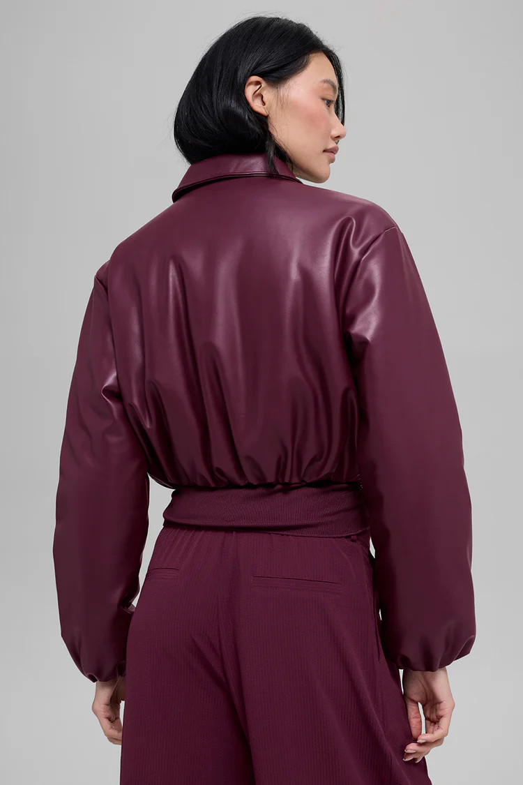 Faux Leather Cropped Premier Bomber | Alo Yoga