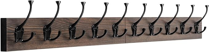 IBosins Wall Mounted Coat Rack with 10 Decorative Hooks, 34'' Long, Old Wood Color Coat Hanger, R... | Amazon (US)