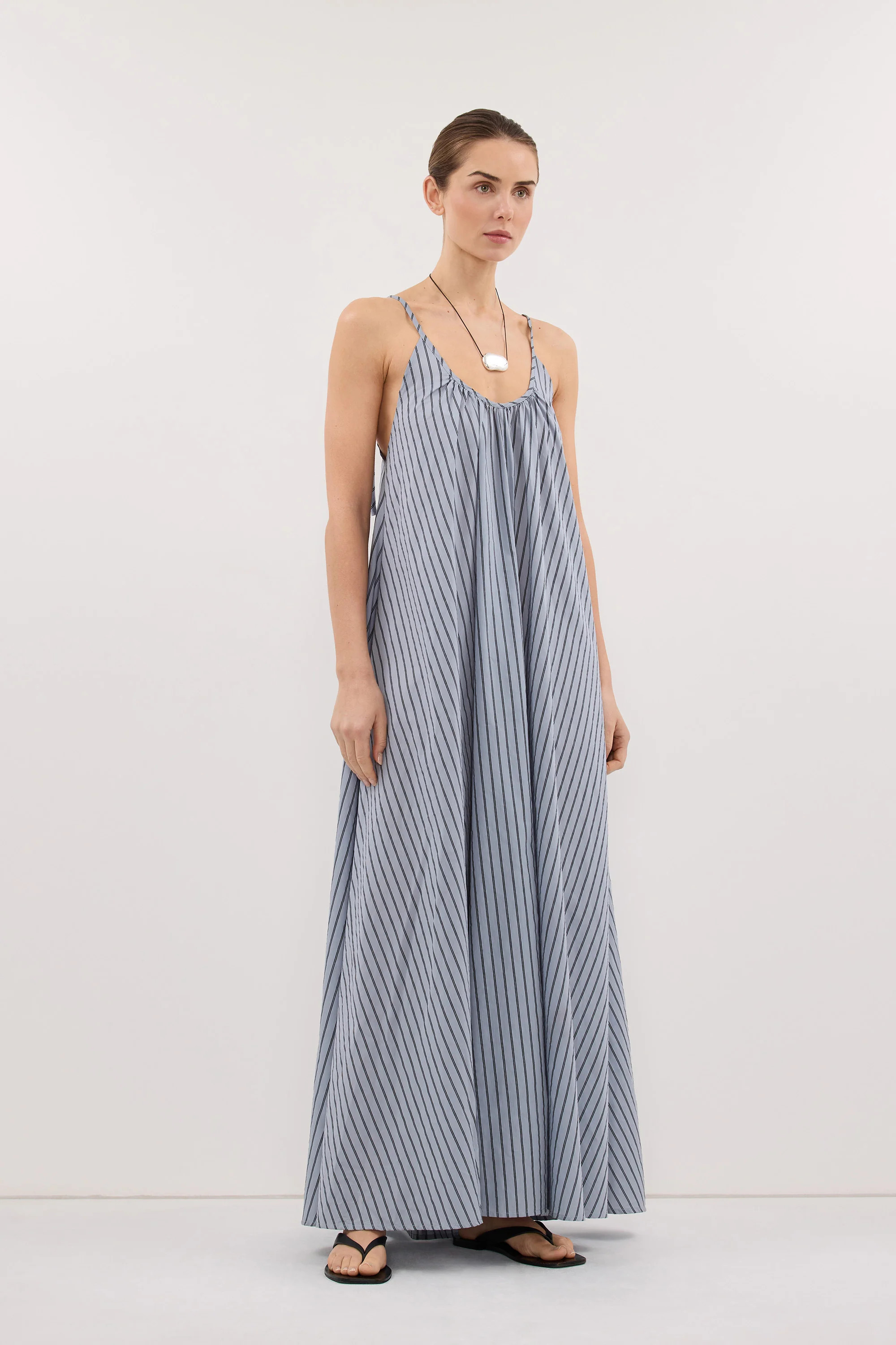 FABLE DUSTY BLUE STRIPE MIDI DRESS | DISSH