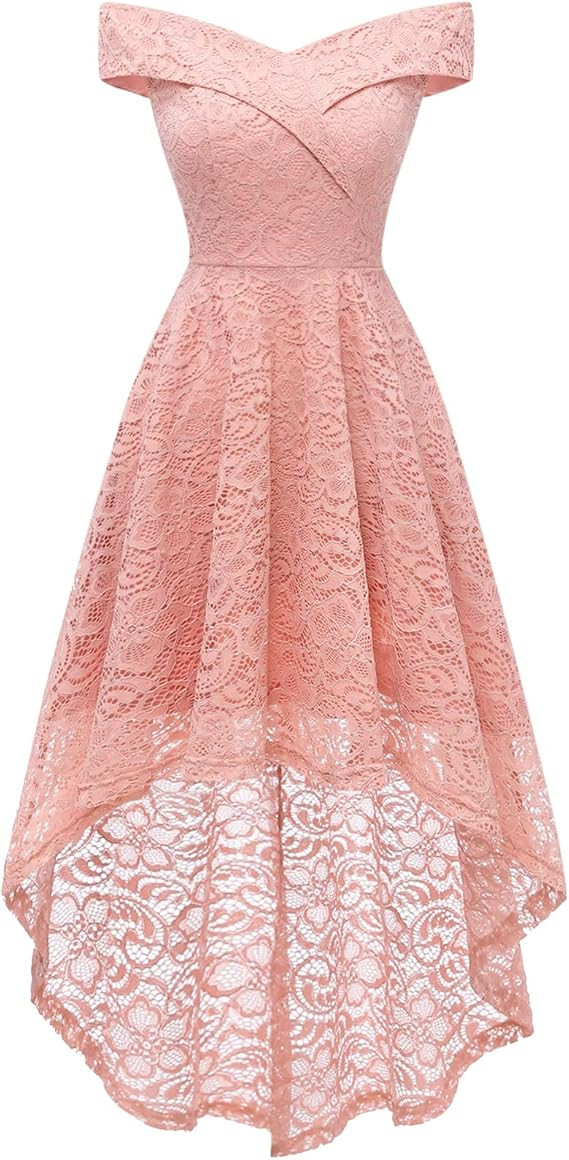 HomRain Women's Elegant Floral Lace Dress Off The Shoulder High Low Hem Dresses for Wedding for C... | Amazon (US)