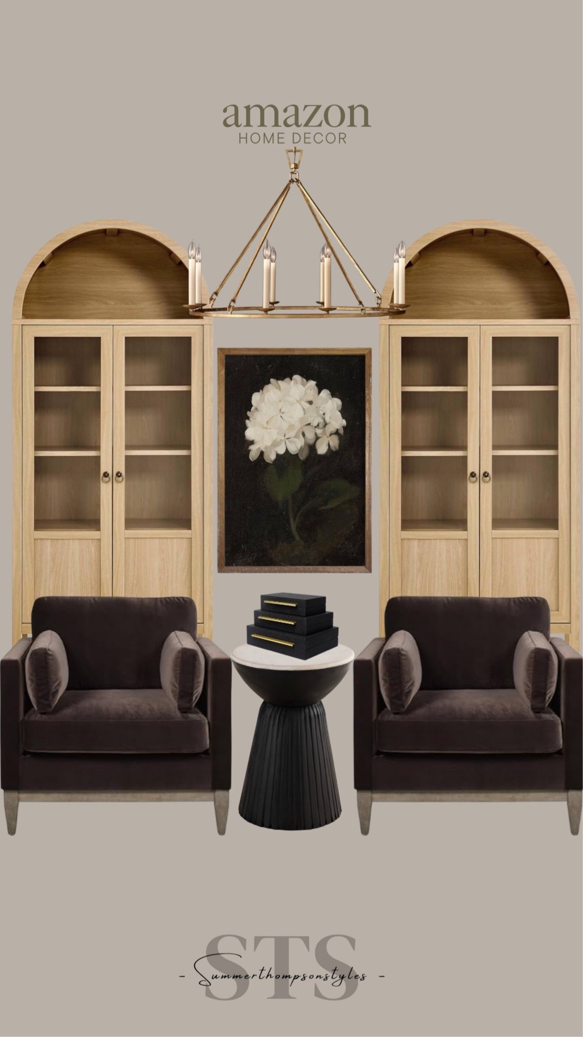 Amazon home decor! 🤎

Light fixture, lighting, cabinet, chair, artwork, wallart, end table, living room, seating 