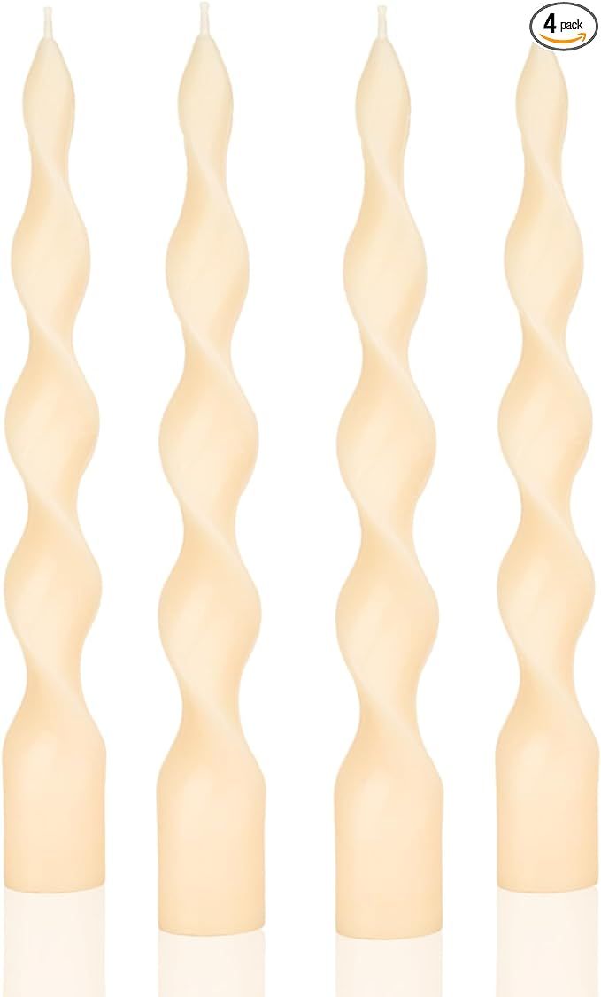 MAITREYA Ivory Spiral Taper Candle Soy Wax Unscented Candles Sticks,Elegant Design for Home Decor... | Amazon (US)
