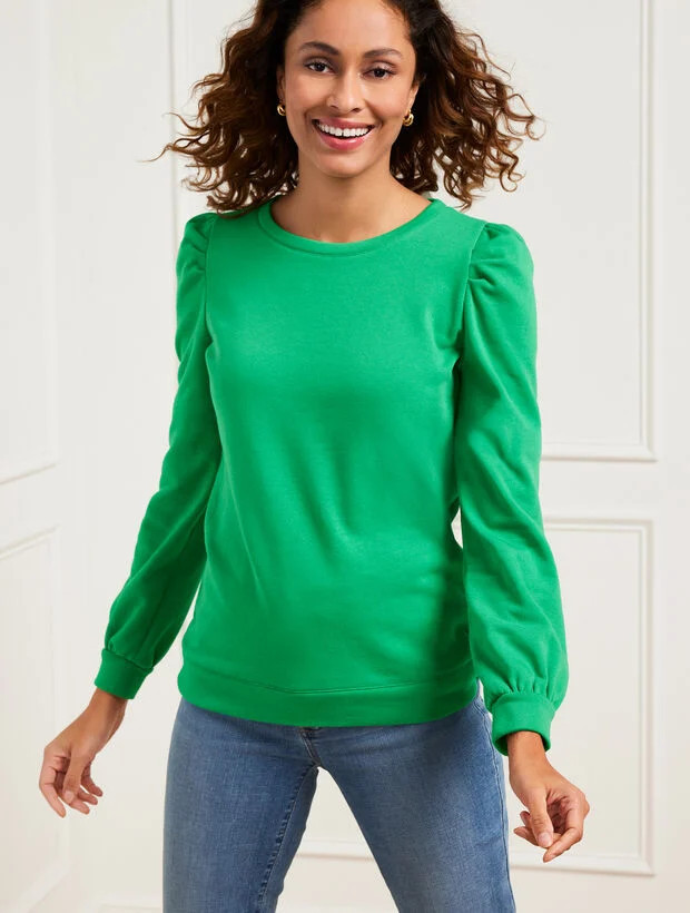 Pleated Shoulder Super Fleece Pullover | Talbots