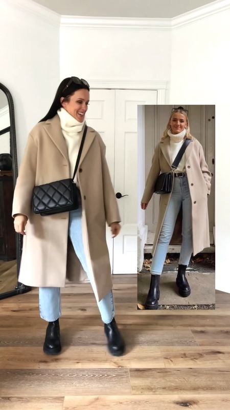 Recreating Pinterest looks as a mom over 40!

Sizing:
Sweater-oversized, wearing small
Jeans-Rigid, size up 
Boots-TTS
Coat-very oversized, wearing medium (could have done small)

H&M | wool coat .| long coat | cream turtleneck | Steve Madden Chelsea boots | black lug sole boots | prada glasses | fall look | winter look | Good American jeans 



#LTKstyletip #LTKunder50 #LTKunder100
