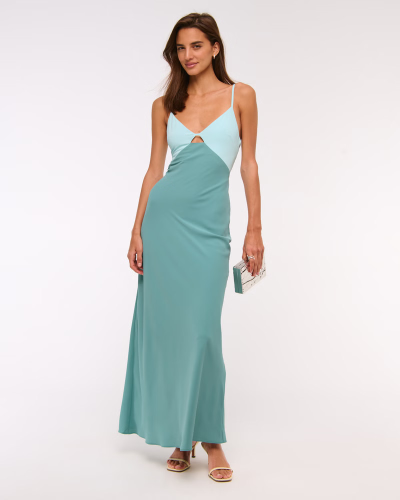 Women's The A&F Julia Slip Cutout Maxi Dress | Women's Vacation Shop | Abercrombie.com | Abercrombie & Fitch (US)