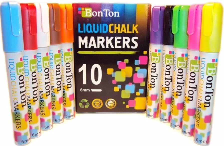 Liquid Colored Chalk Markers 10 Erasable Pen for Kids,Menu Board,Bar Chalkboard, Blackboard 6mm | Amazon (US)