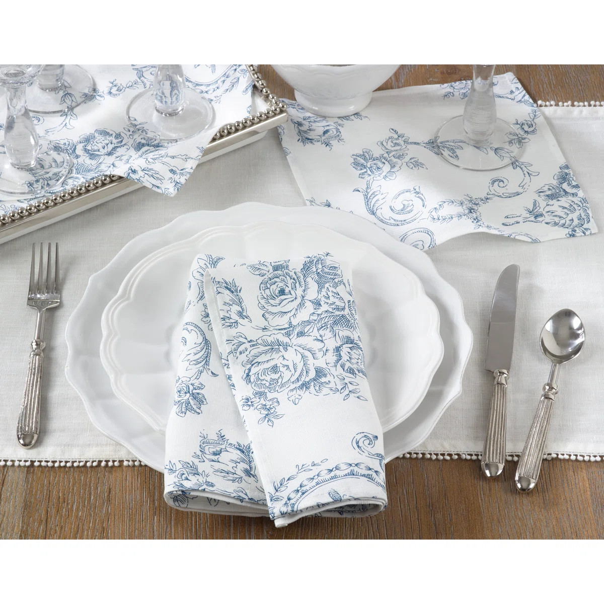 Vickrey Linen Floral Square Napkin (Set of 4) | Wayfair North America