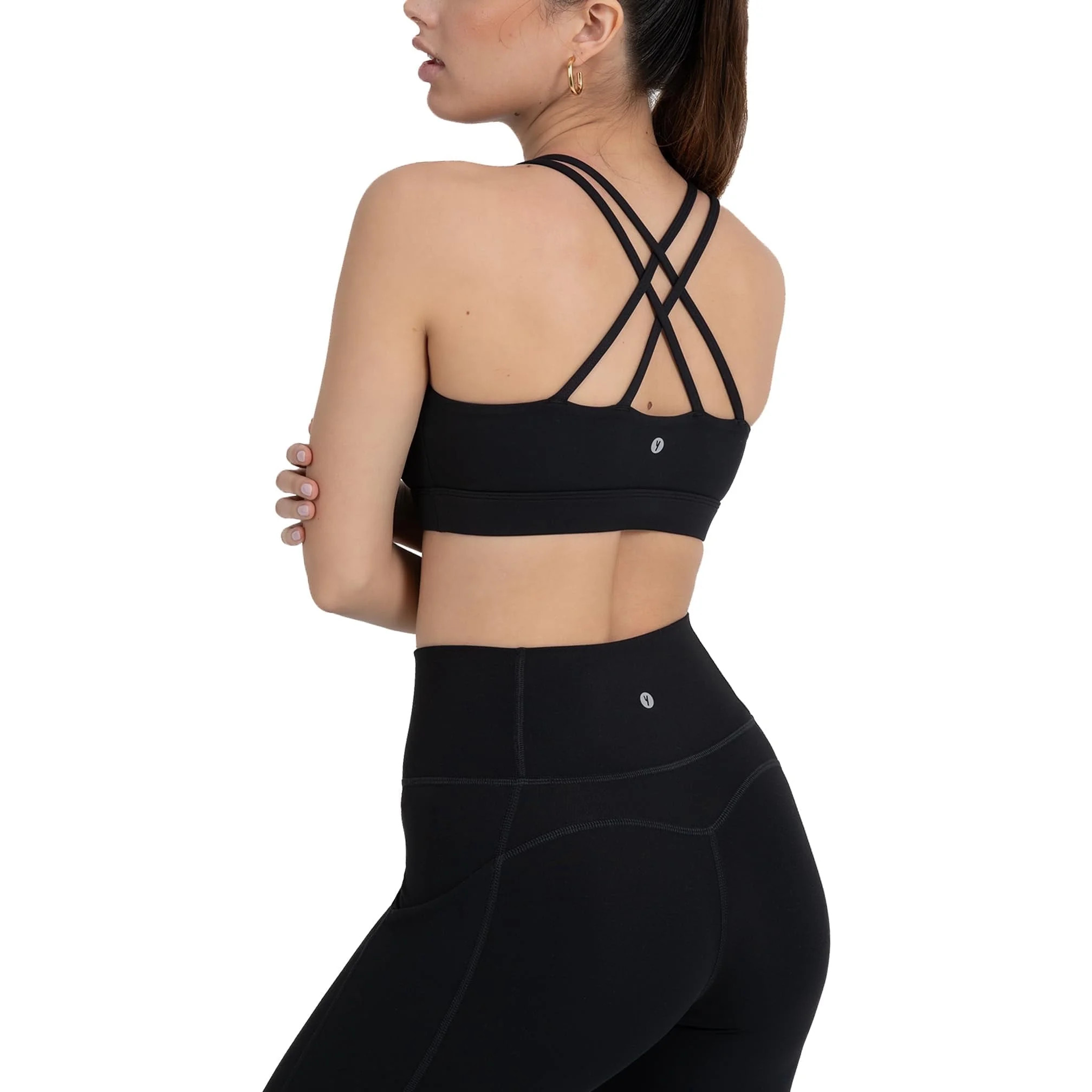 YITTY Active Women's UltraLuxe Strappy Medium Impact Bra, Athleisure, 4-Way-Stretch, Iconic Black... | Walmart (US)