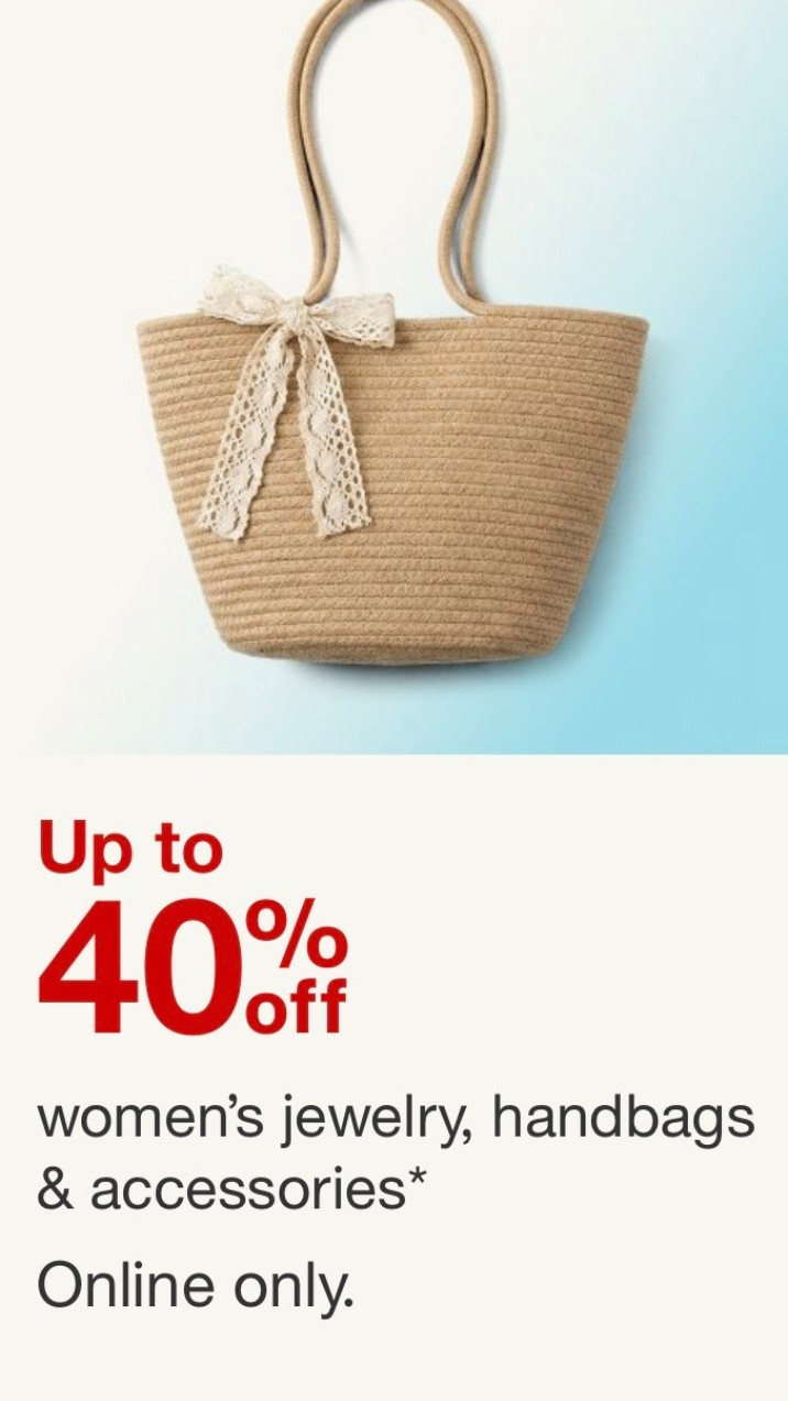 Up to 40% off select jewelry, handbags and accessories at Target 🎯 

#LTKSaleAlert #LTKootd #LTKMothersDay