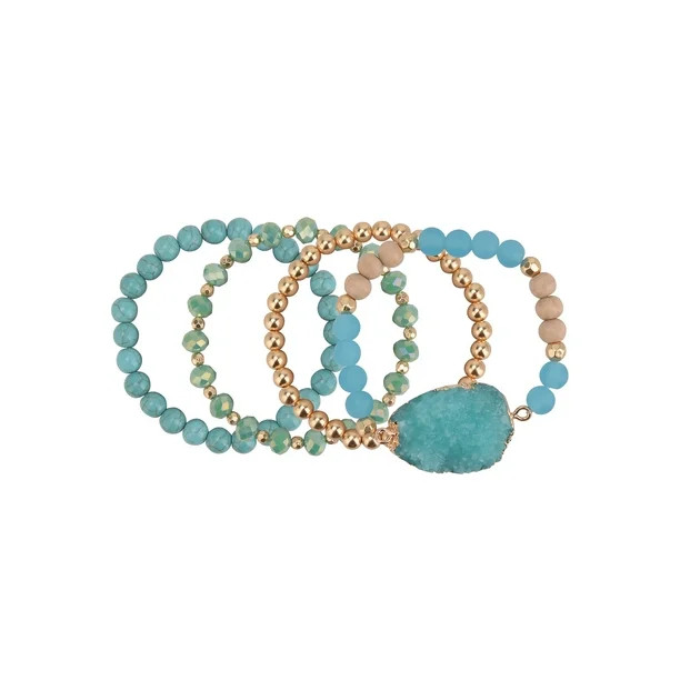 The Pioneer Woman - Women's Jewelry, Soft Gold-tone Bracelet Set with Resin Druzy and Semi-Precio... | Walmart (US)