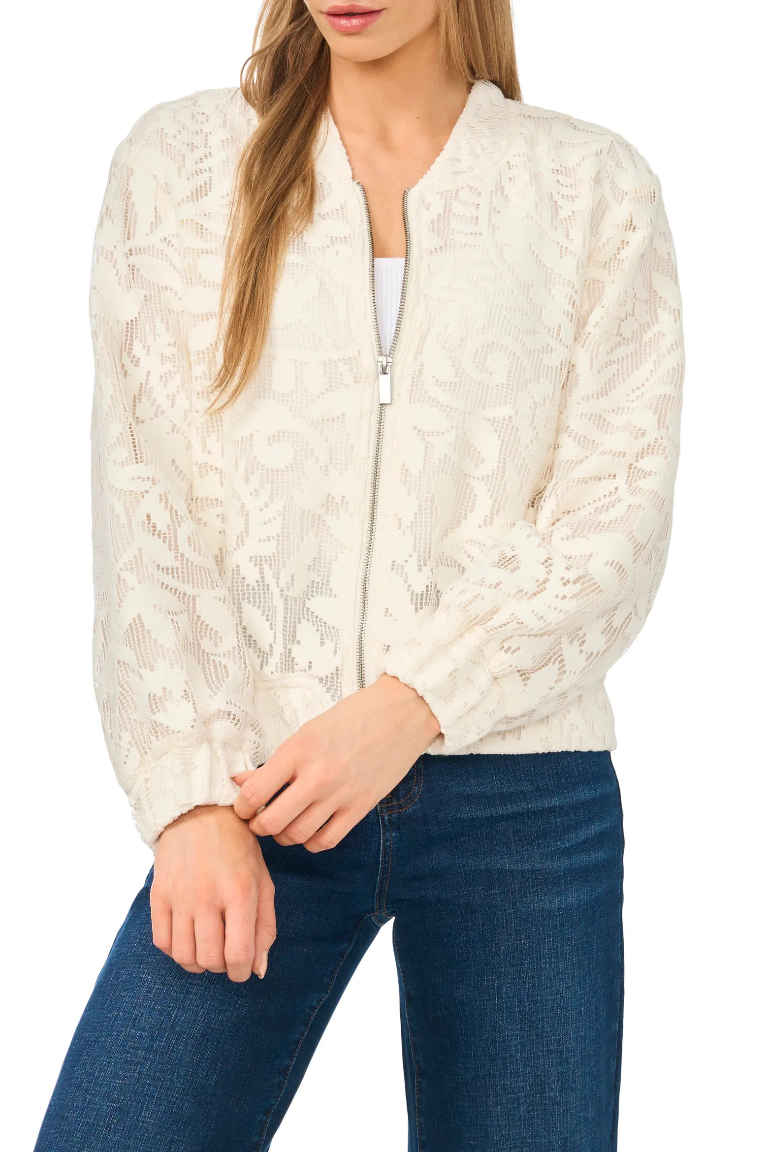 Floral Lace Knit Bomber Jacket (Women) | Nordstrom | Nordstrom