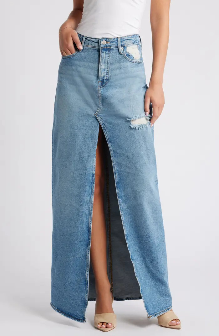 Good American Good Ease Denim Midi Skirt | Nordstrom | Nordstrom