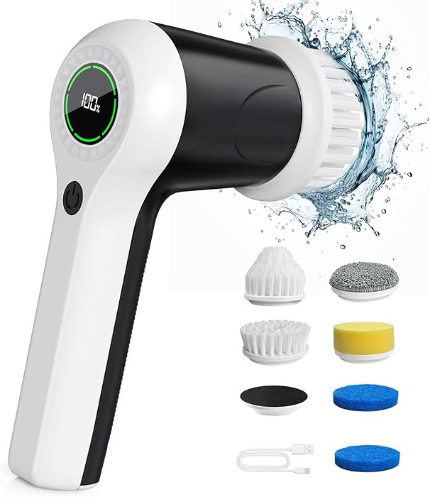 Electric Spin Scrubber, Cordless Shower Scrubber with Battery Level Display, 2 Speeds Electric Sc... | Amazon (US)