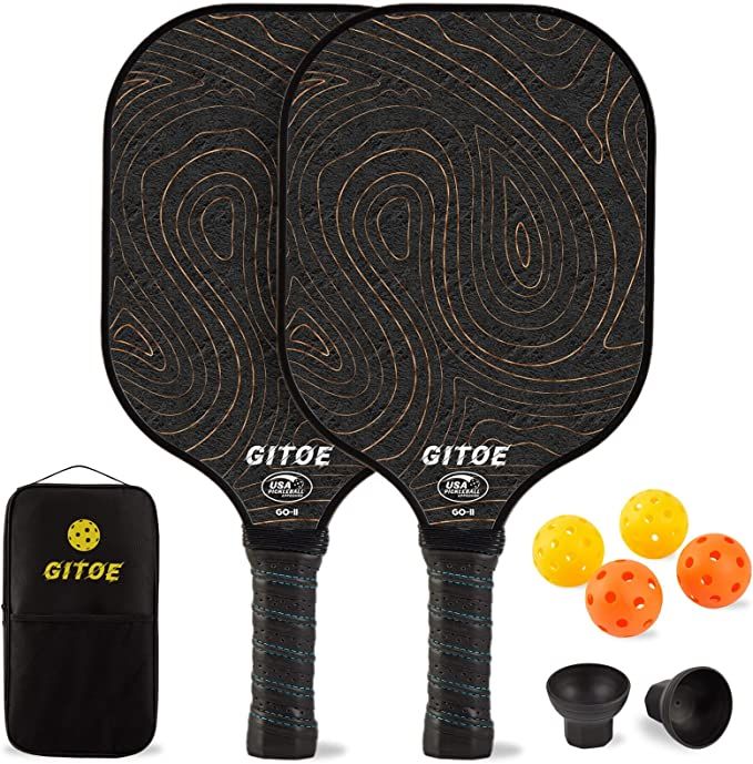 GITOE Pickleball Paddles, USAPA Approved Carbon Fiber Pickleball Set of 2 Rackets & 4 Pickle Ball... | Amazon (US)