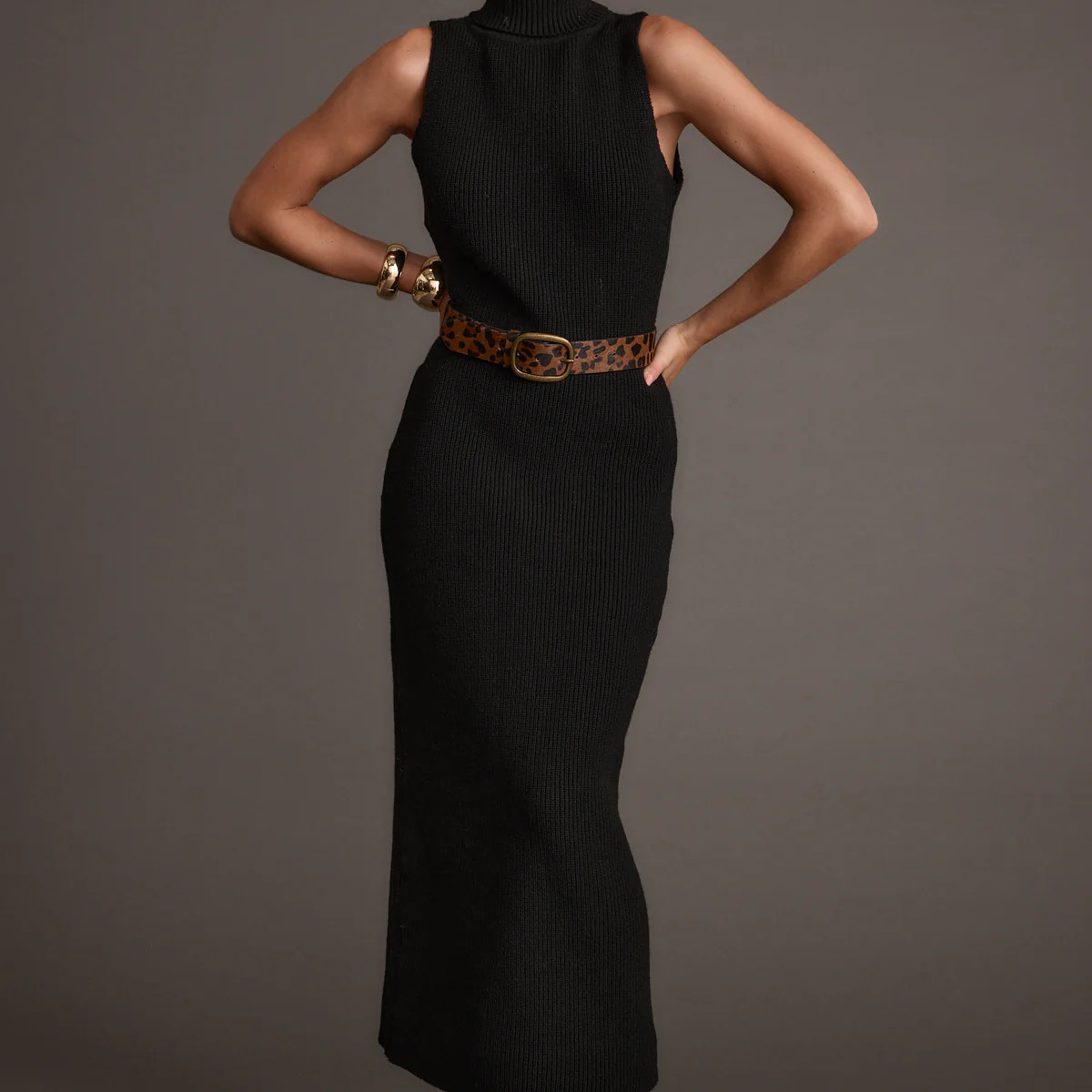 Monique Black Sleeveless Sweater Maxi Dress | 12th Tribe
