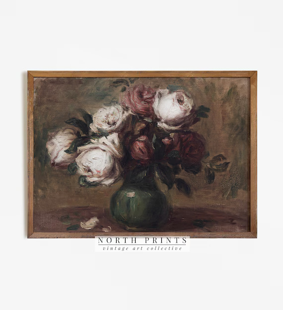 Rose Still Life Painting  Vintage Flower Art Print Antique | Etsy | Etsy (US)