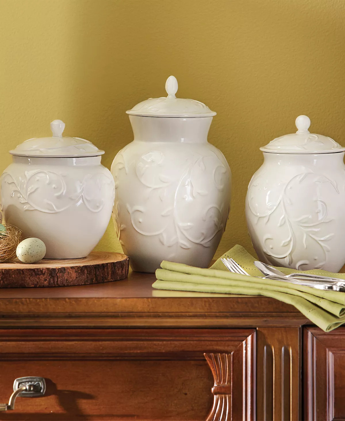 Canisters, Set of 3 Opal Innocence Carved | Macys (US)