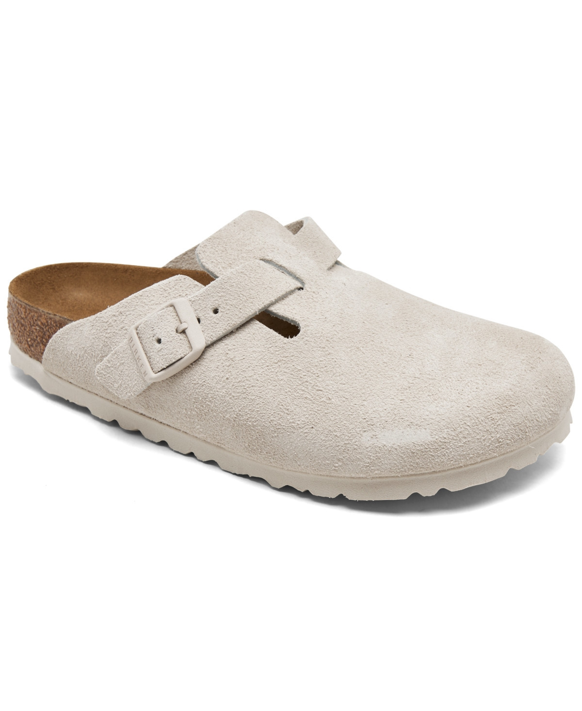 Birkenstock Women's Boston Soft Footbed Suede Leather Clogs from Finish Line - Antique-Like White | Macy's