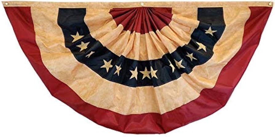 USA Bunting Vintage Pleated Embroidered Flag 6ft x 3ft - Home Decor, Festivities, Events | Amazon (US)