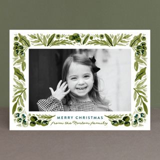Painted Foliage Frame Holiday Photo Cards | Minted