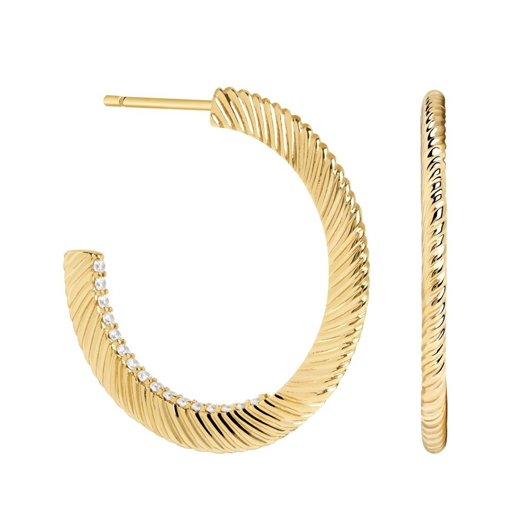 Etched Crystal Hoops in Gold | Astrid and Miyu