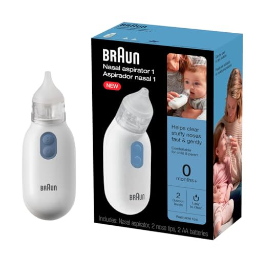Braun Electric Nasal Aspirator - Mucus Remover, Blocked Nose Relief for Newborn, Baby and Toddler, Electric Suction Power, 2 Suction Levels, 2 Nose Tip Sizes, Dishwasher Safe, FSA and HSA Eligible | Amazon (US)