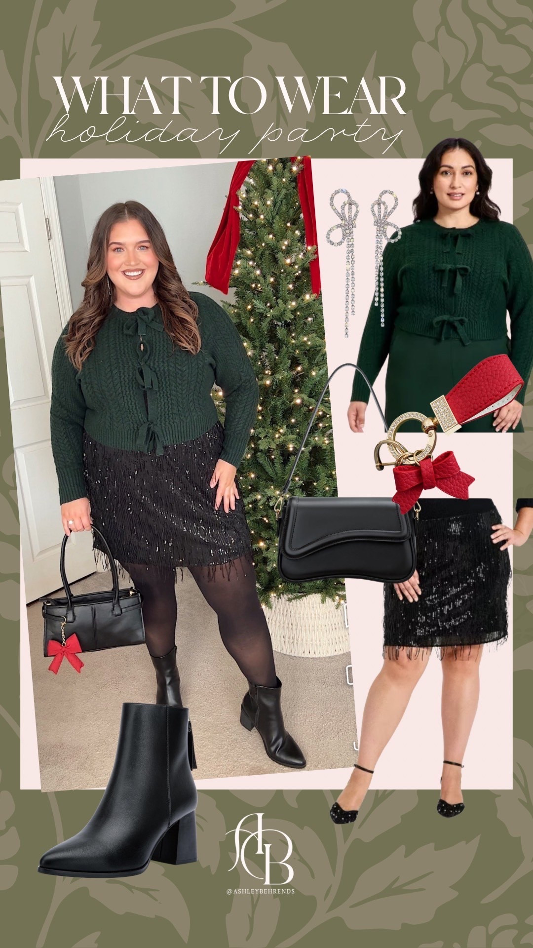 This outfit is perfect for a holiday party when you want to look festive without wearing a dress. I’m completely obsessed with this skirt and pairing it with this deep green sweater is absolutely gorgeous. 
Holiday outfit inspo 

#LTKPlusSize #LTKHoliday #LTKFindsUnder50