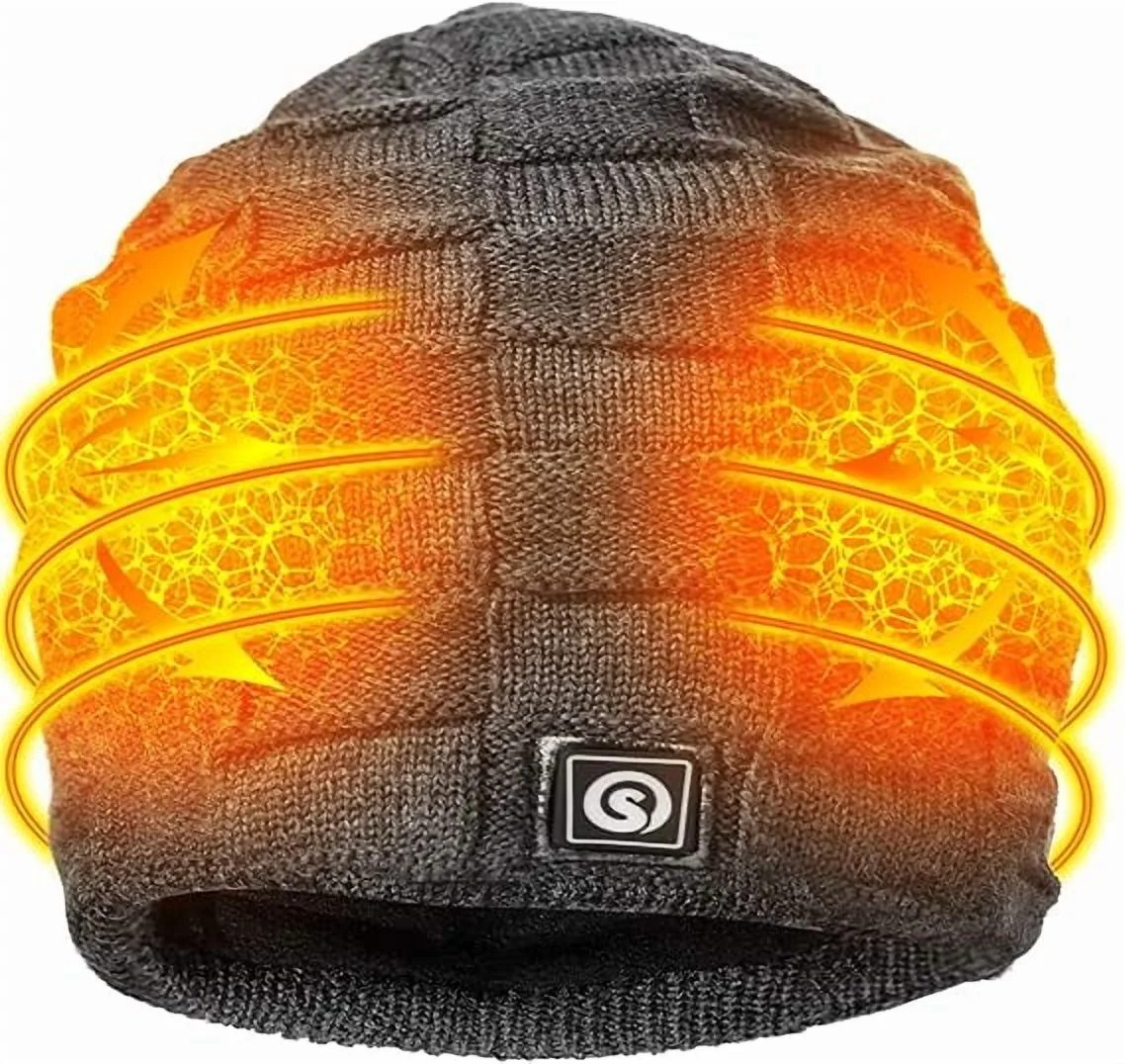 SNOW DEER Battery Heated Beanie Hat,Electric Rechargeable Warm Winter Heated Fleece Cap | Walmart (US)