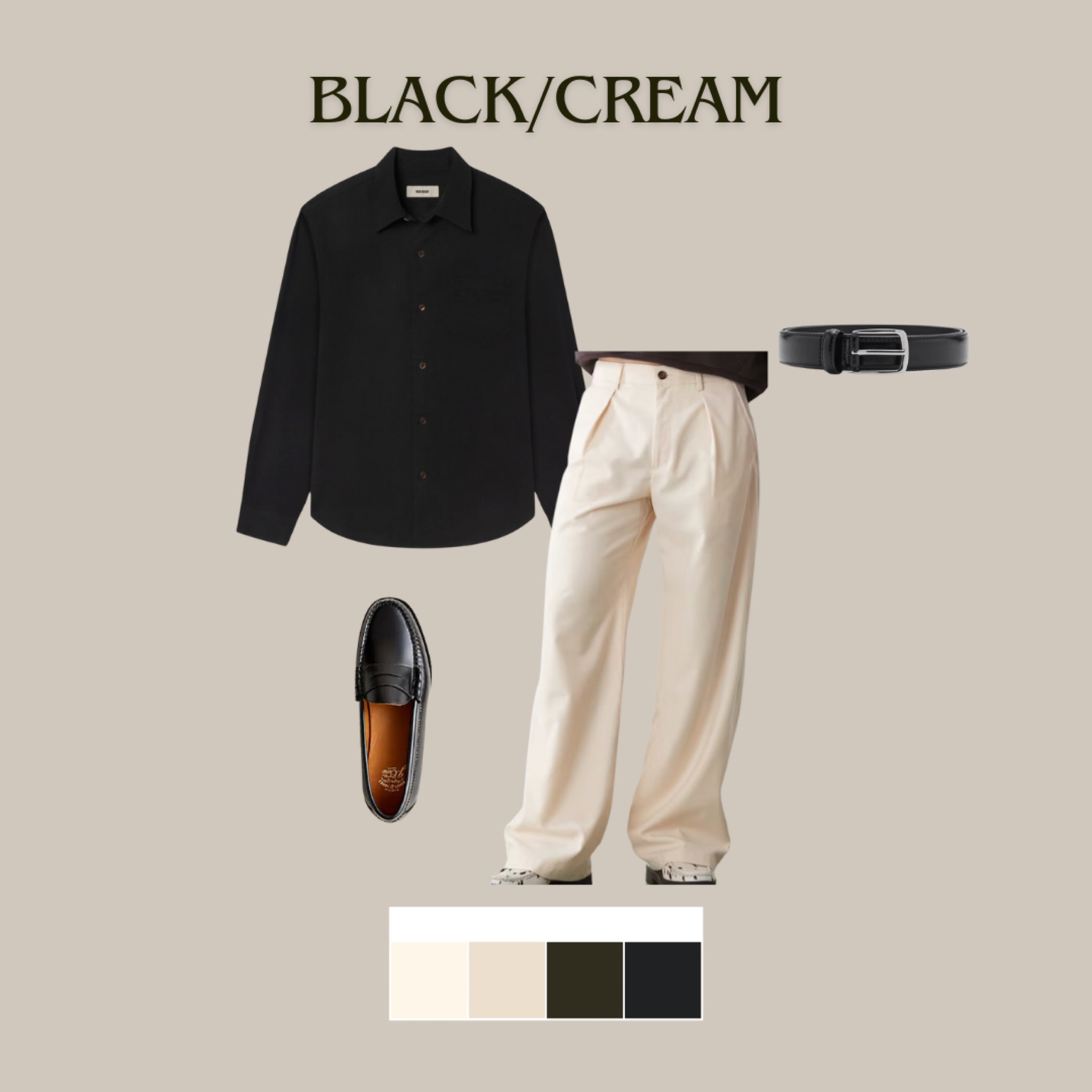 Black/Cream Color Combos Outfit #outfit #mensoutfit #mensstyle #springoutfit