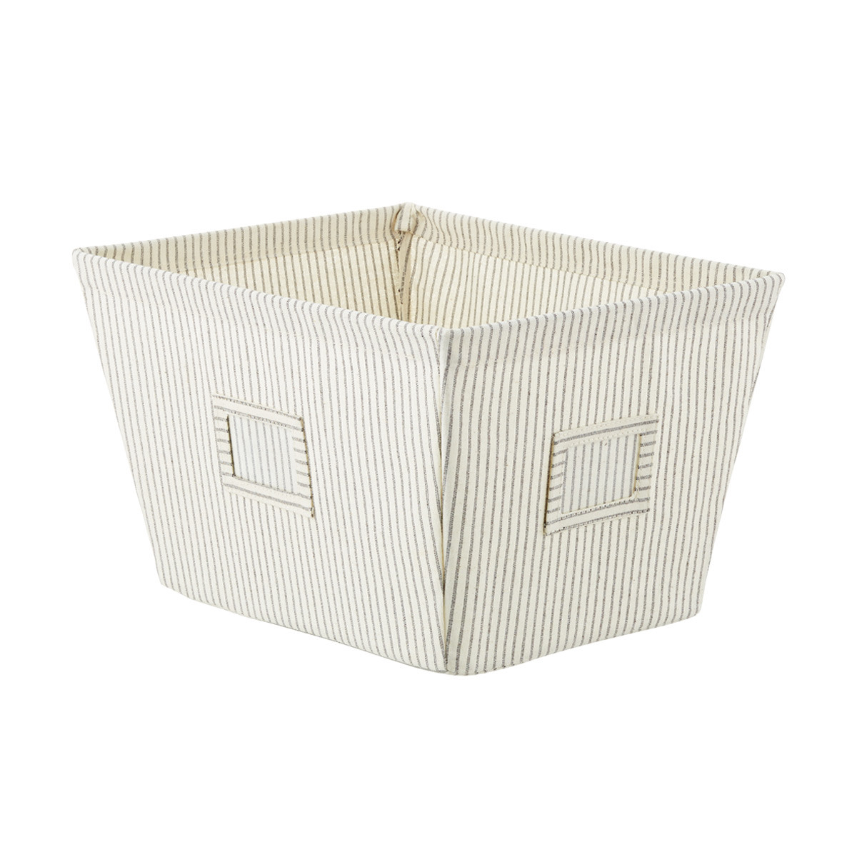 The Container Store Medium Farmhouse Open Bin Grey Stripe | The Container Store