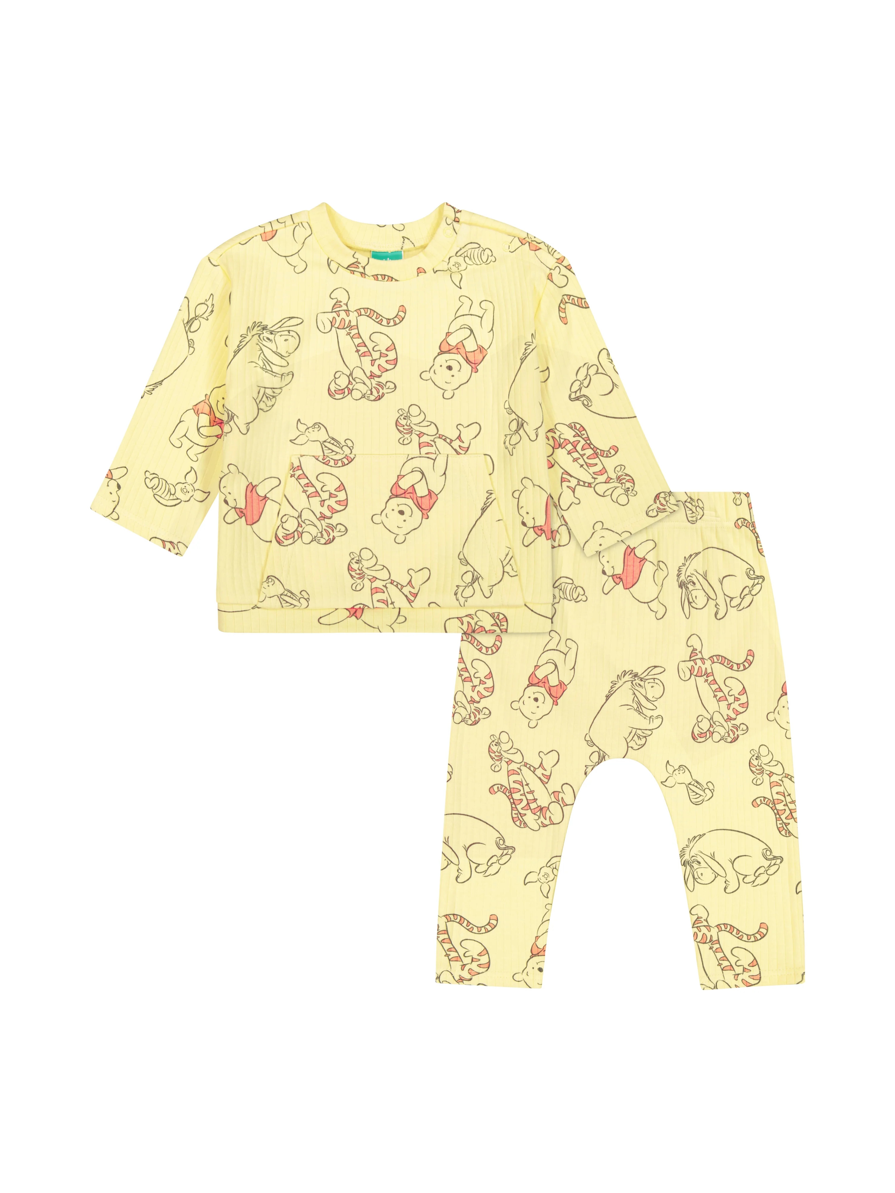 Winnie The Pooh Baby Boy 2 Piece Rib Pant Set, Sizes 0/3 Months-24 Months | Walmart (US)