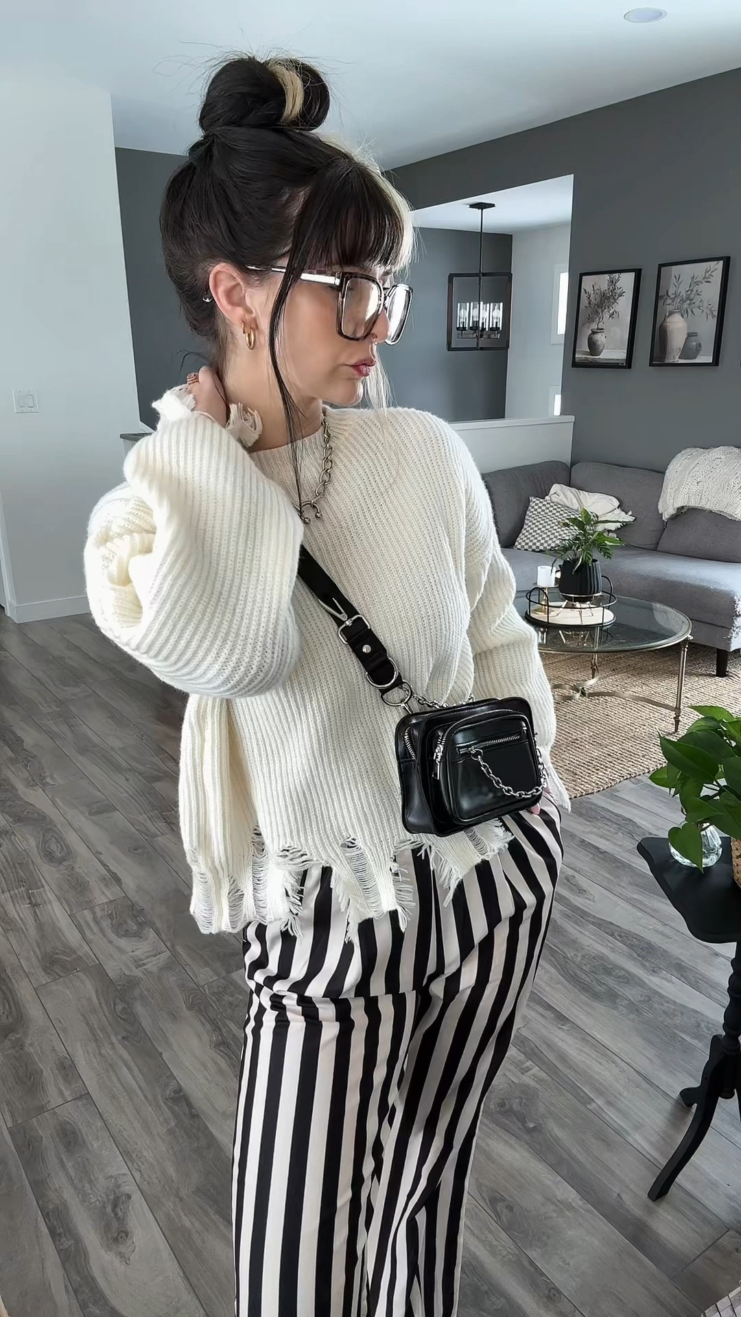 These pants are for sure Beetlejuice vibes!

Sweater: Temu 
Pants: thrifted
Shoes: vans
Purse: Shein
Glasses: Ardene

#LTKgrwm #LTKdayinmylife #LTKootd
