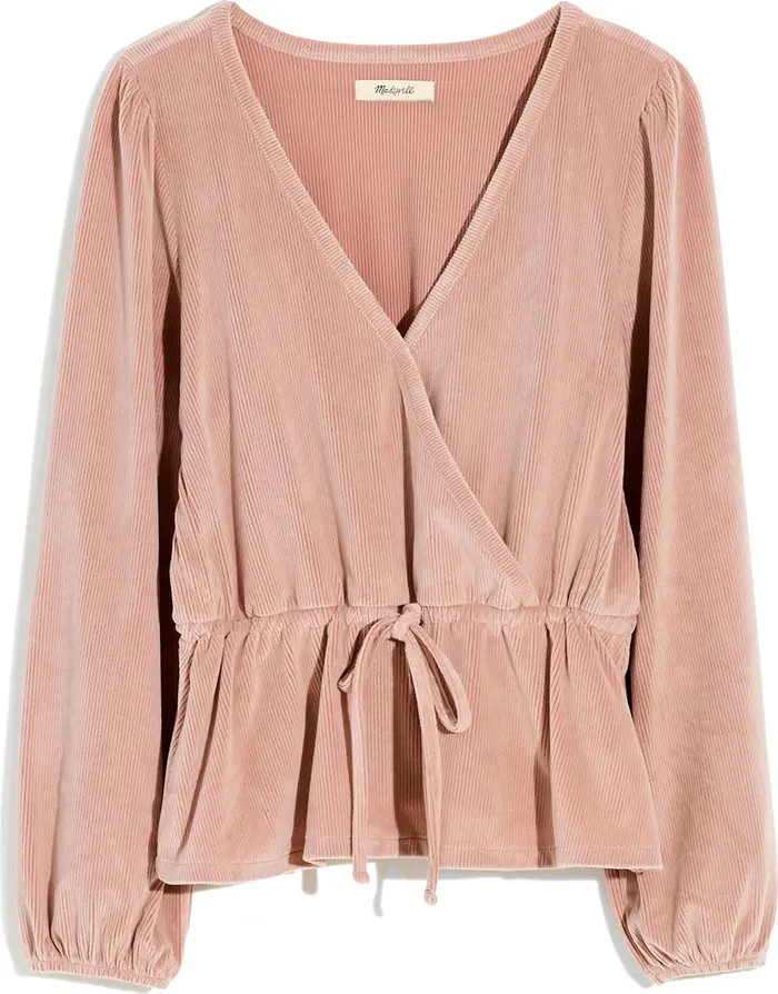 Madewell Corduroy Tie Front Faux Wrap Top | Nordstrom | Nordstrom