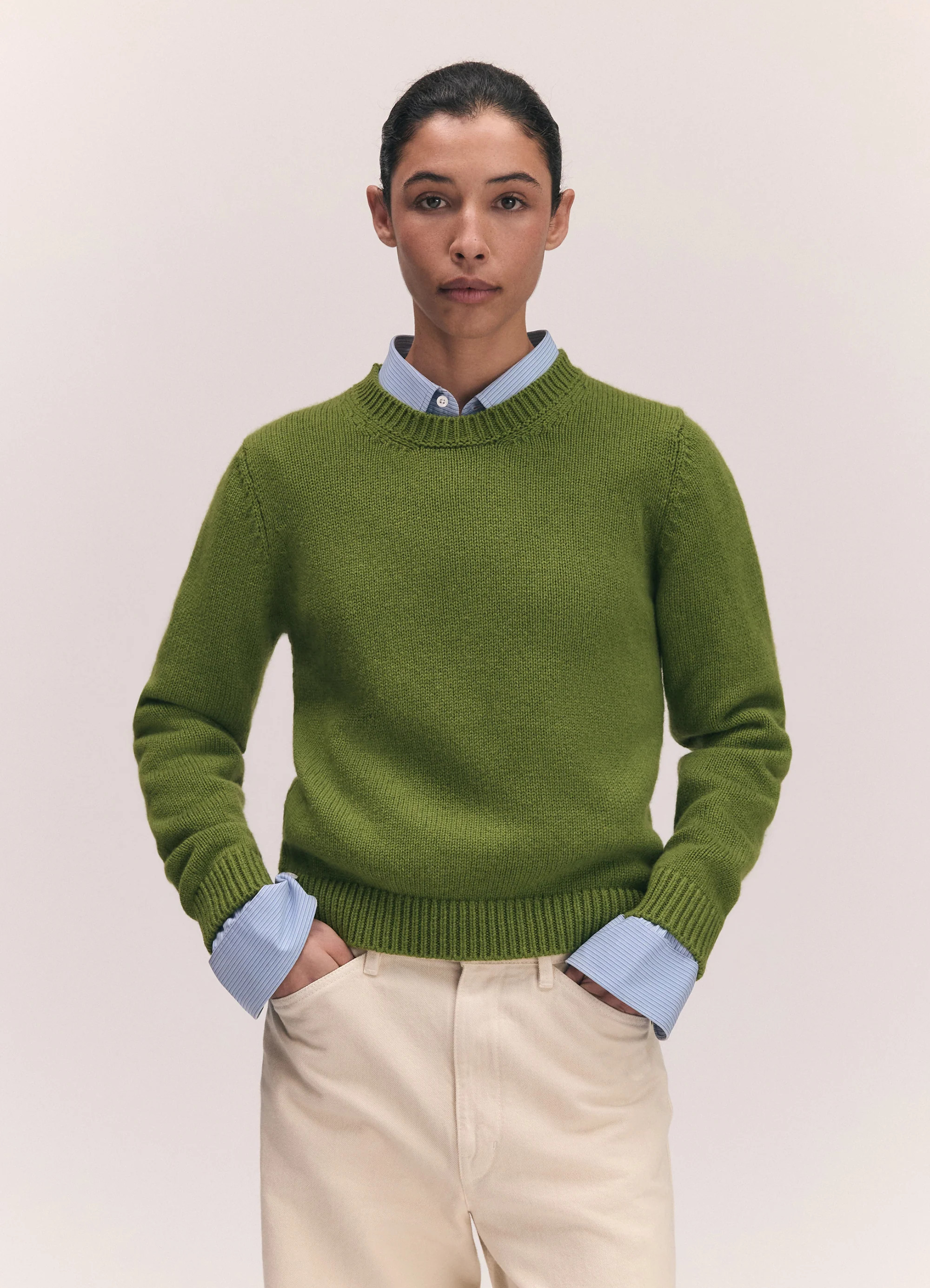 Rosha Shrunken Crewneck in Pickle Green | & Daughter (Global)