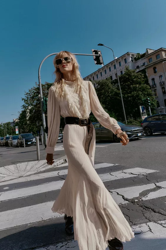 BELTED LACE MIDI DRESS | Zara US