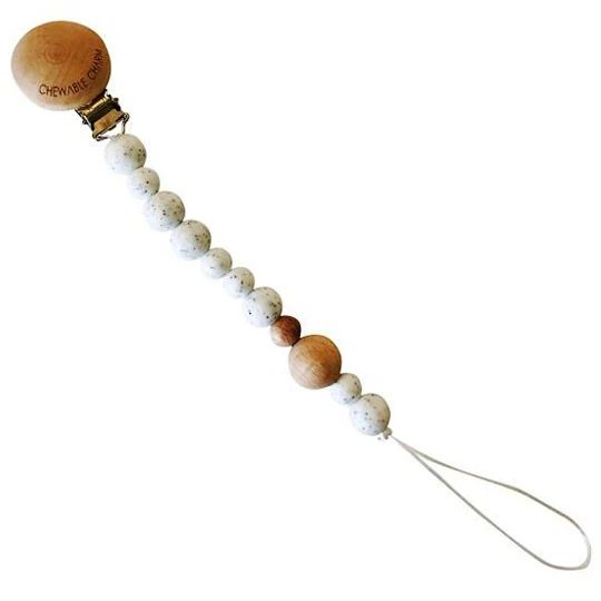 Beaded Pacifier Clip, Moonstone | SpearmintLOVE