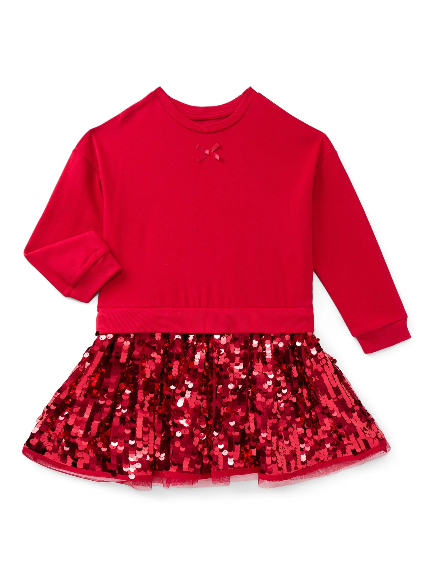 Wonder Nation Girls Sequin Skirt Sweatshirt Dress, Sizes 4-10 | Walmart (US)