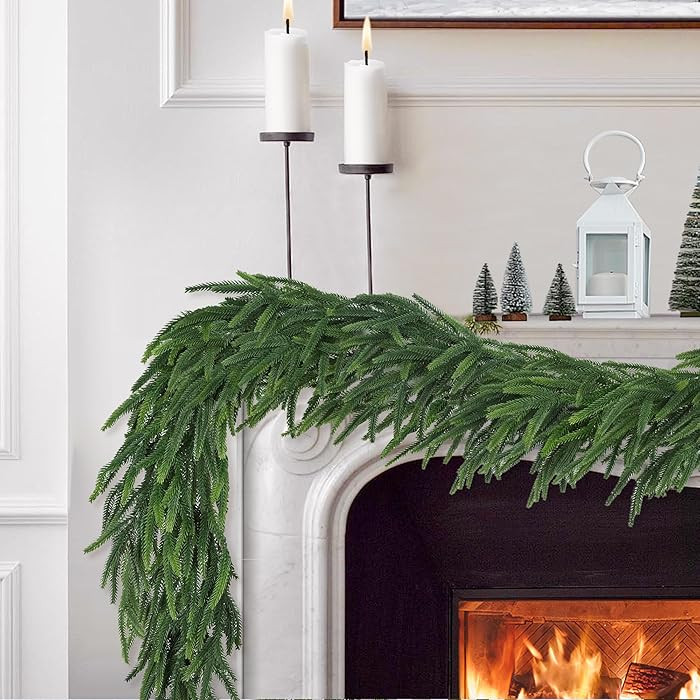 Realistic Thick and Lush Christmas Garland for Mantle Christmas Decorations Indoor 6FT Real Touch... | Amazon (US)