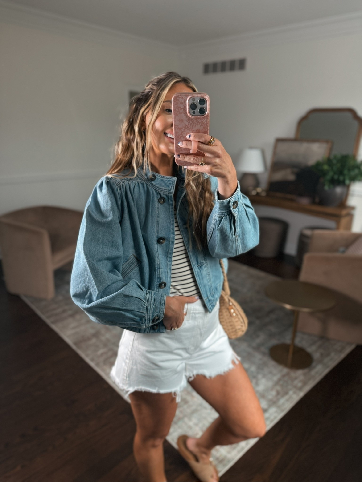 Summer outfit idea complete with this adorable denim jacket! These jean shorts are so good I have them in multiple colors!

#LTKgrwm #LTKootd #LTKmomlife