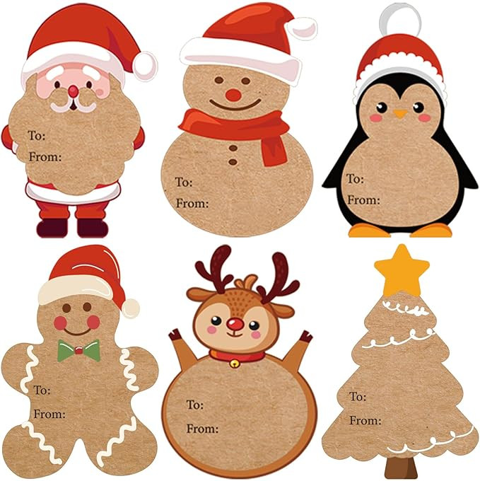 Kraft Christmas Gift Labels Stickers, Gift Tags for Christmas Presents, Christmas Labels Stickers... | Amazon (US)