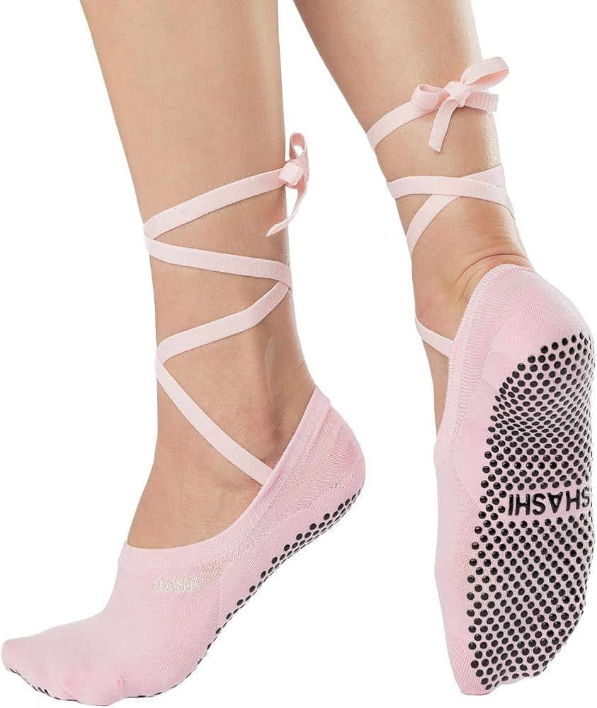 SHASHI Ballet Tie Grip Socks for Women – Velvet Ribbon Socks Ideal for Dancing, Yoga, Pilates, ... | Amazon (US)