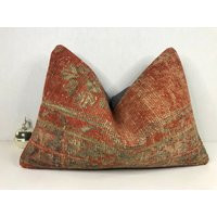 Vintage Kilim Pillow, 16x24 Turkish Handwoven Boho Throw Anatolian Couch Floor Cushion Cover, Beedin | Etsy (US)