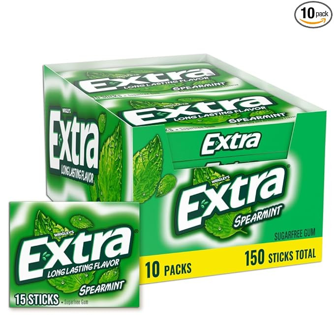 Extra Gum Spearmint Sugarfree Gum Bulk, Individually Wrapped, Perfect for Fresh Breath at School,... | Amazon (US)