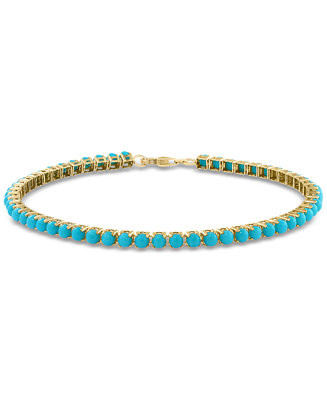 EFFY® Turquoise Bead Link Tennis Bracelet in 14k Gold | Macy's