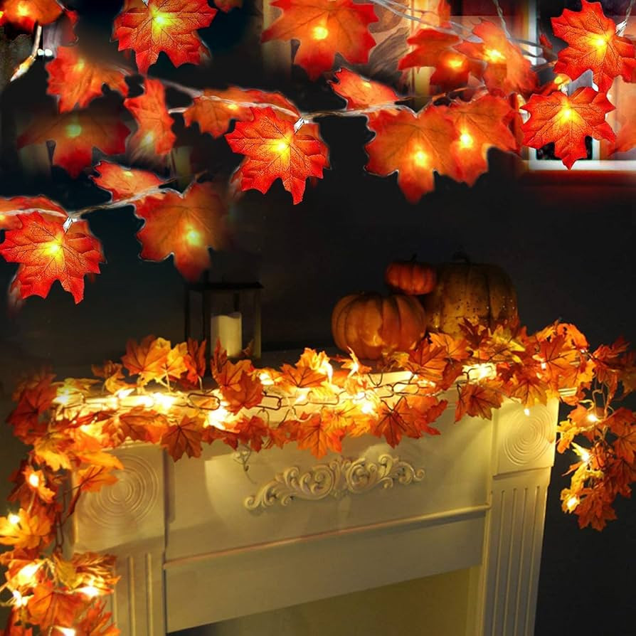 TURNMEON 2 Pack Fall Thanksgiving Decor Enlarged Maples Leafed Fall Decorations for Home Fall Lig... | Amazon (US)